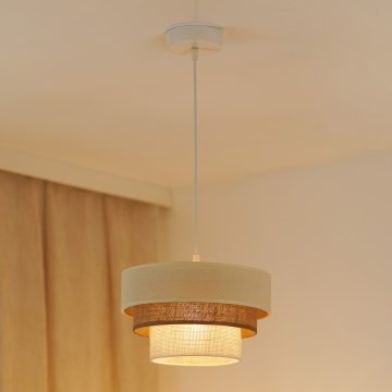 Brilagi - Pakabinamas sietynas DENVER LUNETA 1xE27/15W/230V diametras 25 cm smėlio spalva/ruda/kreminė