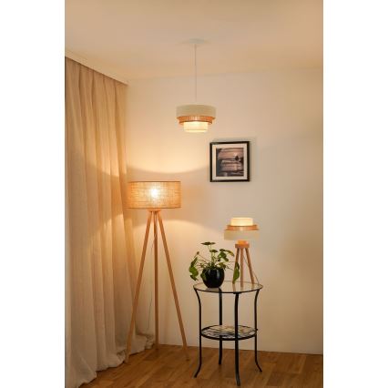 Brilagi - Pakabinamas sietynas DENVER LUNETA 1xE27/15W/230V diametras 25 cm smėlio spalva/ruda/kreminė