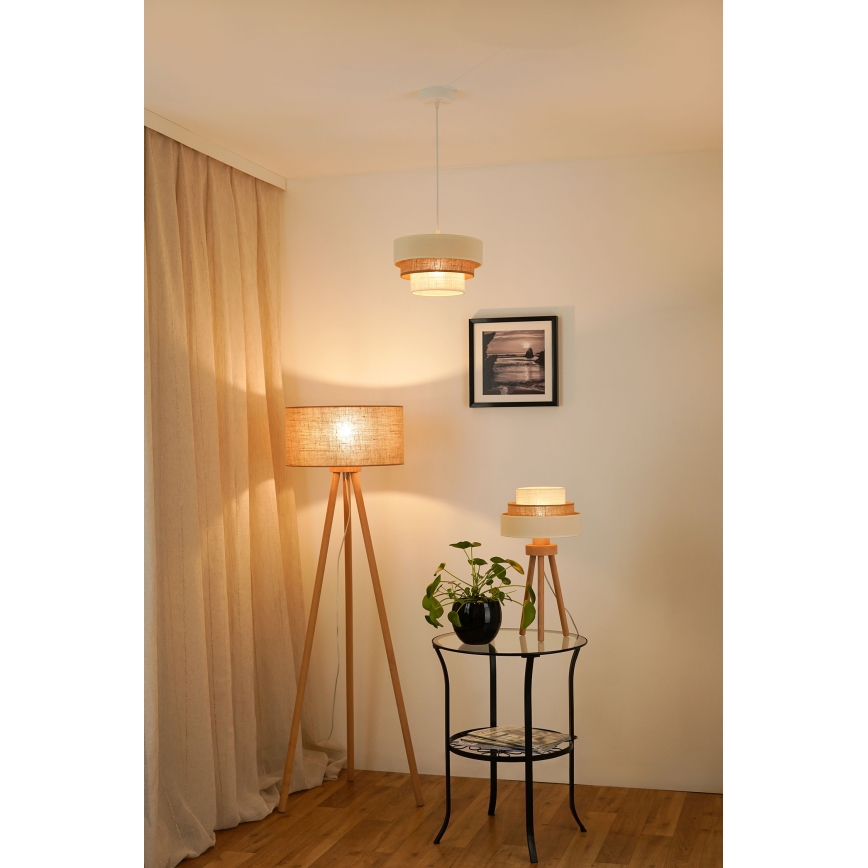 Brilagi - Pakabinamas sietynas DENVER LUNETA 1xE27/15W/230V diametras 25 cm smėlio spalva/ruda/kreminė