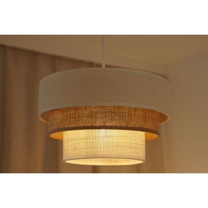 Brilagi - Pakabinamas sietynas DENVER LUNETA 1xE27/15W/230V diametras 25 cm smėlio spalva/ruda/kreminė