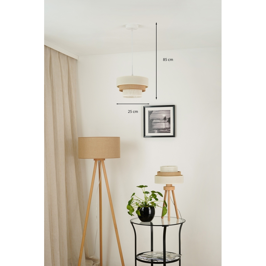 Brilagi - Pakabinamas sietynas DENVER LUNETA 1xE27/15W/230V diametras 25 cm smėlio spalva/ruda/kreminė