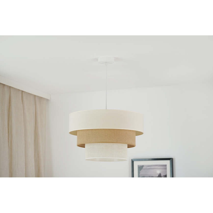 Brilagi - Pakabinamas sietynas DENVER LUNETA 1xE27/15W/230V diametras 45 cm smėlio spalva/ruda/kreminė