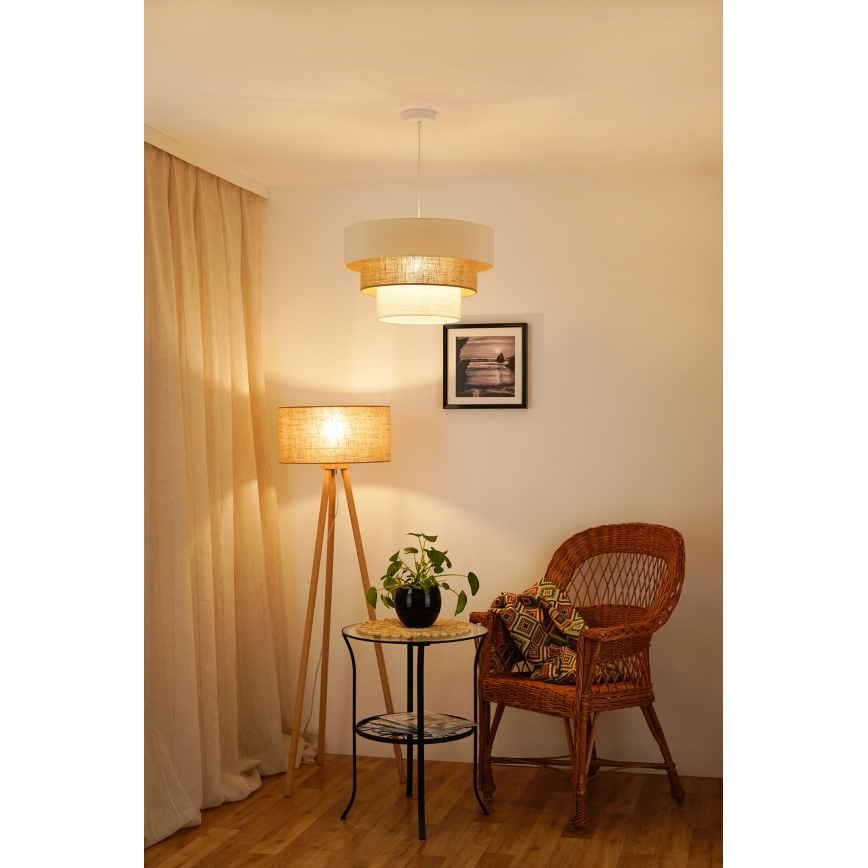 Brilagi - Pakabinamas sietynas DENVER LUNETA 1xE27/15W/230V diametras 45 cm smėlio spalva/ruda/kreminė