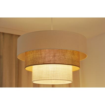 Brilagi - Pakabinamas sietynas DENVER LUNETA 1xE27/15W/230V diametras 45 cm smėlio spalva/ruda/kreminė