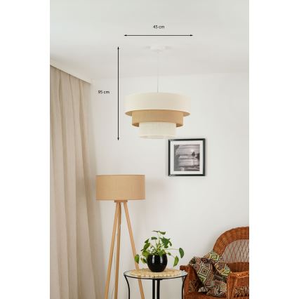 Brilagi - Pakabinamas sietynas DENVER LUNETA 1xE27/15W/230V diametras 45 cm smėlio spalva/ruda/kreminė