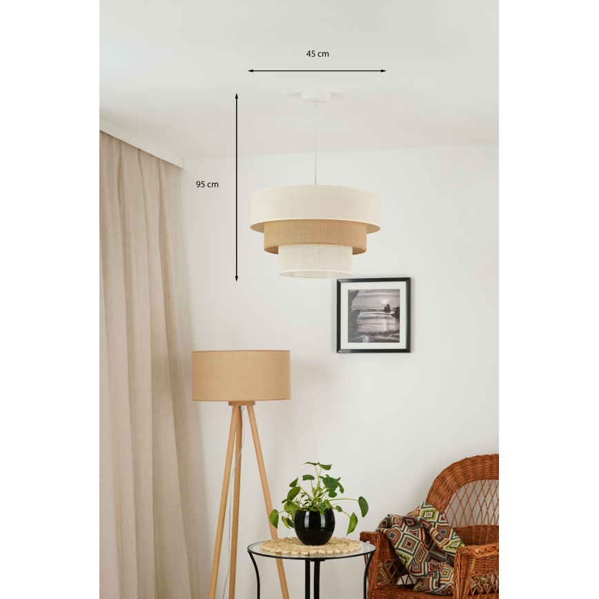 Brilagi - Pakabinamas sietynas DENVER LUNETA 1xE27/15W/230V diametras 45 cm smėlio spalva/ruda/kreminė
