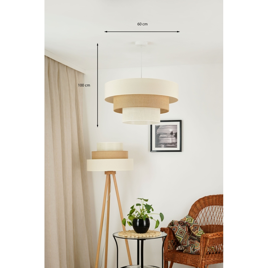 Brilagi - Pakabinamas sietynas DENVER LUNETA 1xE27/15W/230V diametras 60 cm smėlio spalva/ruda/kreminė