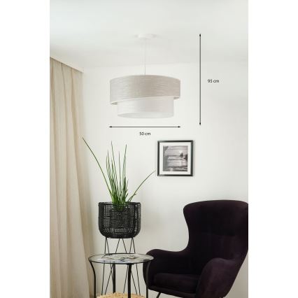 Brilagi - Pakabinamas sietynas DOVER SHINE 1xE27/15W/230V diametras 50 cm pilka/kreminė