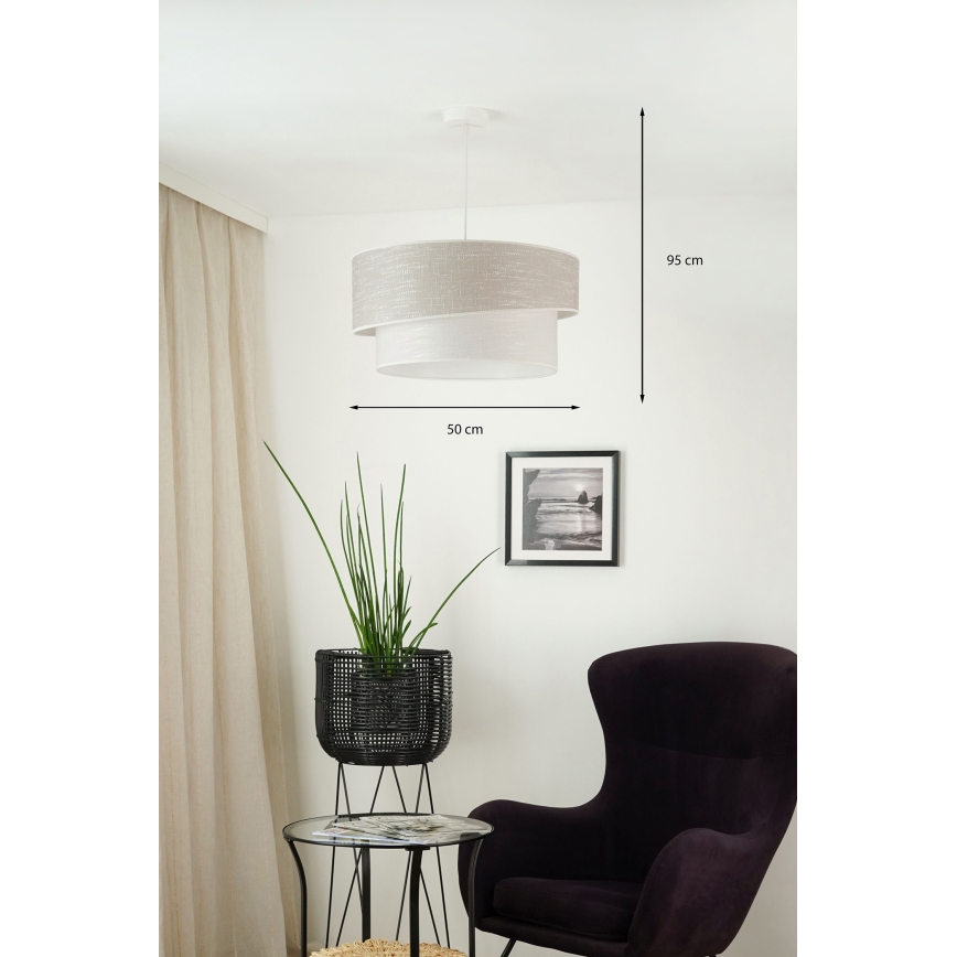 Brilagi - Pakabinamas sietynas DOVER SHINE 1xE27/15W/230V diametras 50 cm pilka/kreminė