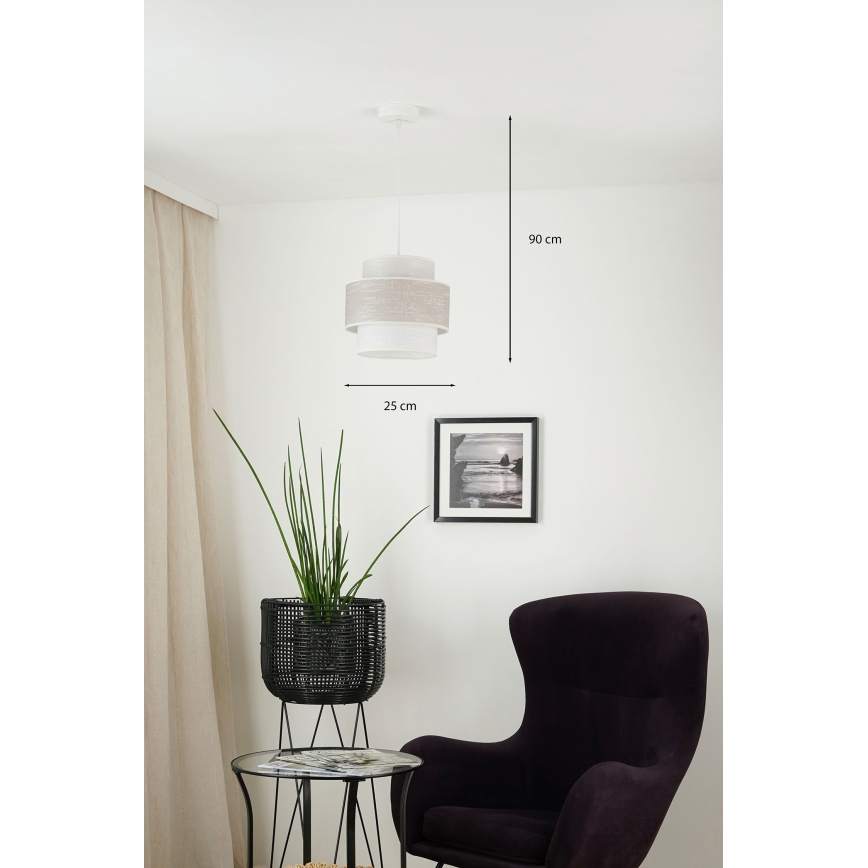 Brilagi - Pakabinamas sietynas DOVER SPACE 1xE27/15W/230V diametras 25 cm pilka/kreminė