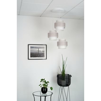 Brilagi - Pakabinamas sietynas DOVER SPACE 3xE27/15W/230V pilka/kreminė