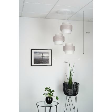 Brilagi - Pakabinamas sietynas DOVER SPACE 3xE27/15W/230V pilka/kreminė