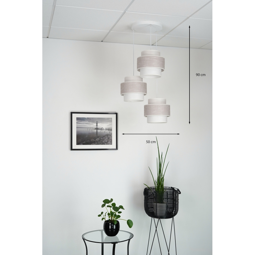 Brilagi - Pakabinamas sietynas DOVER SPACE 3xE27/15W/230V pilka/kreminė
