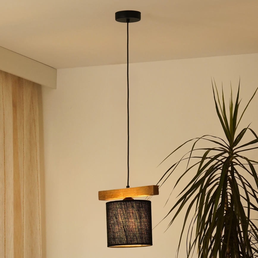 Brilagi - Pakabinamas sietynas FOREST 1xE27/15W/230V pušis/juoda