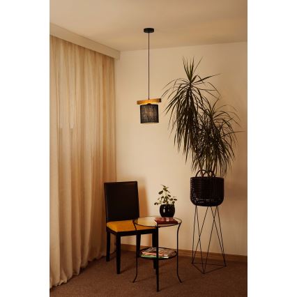 Brilagi - Pakabinamas sietynas FOREST 1xE27/15W/230V pušis/juoda
