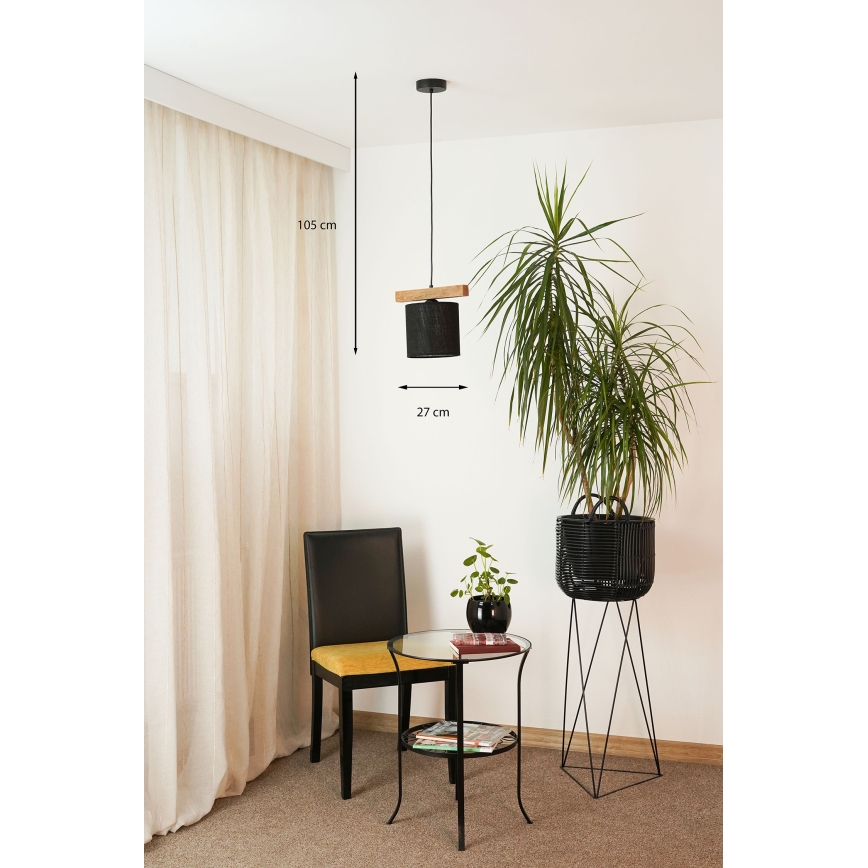 Brilagi - Pakabinamas sietynas FOREST 1xE27/15W/230V pušis/juoda