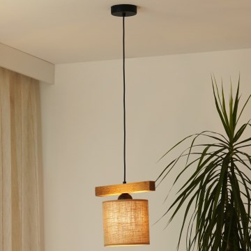 Brilagi - Pakabinamas sietynas FOREST 1xE27/15W/230V pušis/ruda/juoda