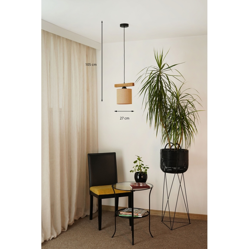 Brilagi - Pakabinamas sietynas FOREST 1xE27/15W/230V pušis/ruda/juoda