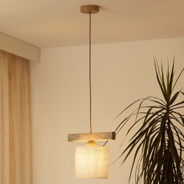 Brilagi - Pakabinamas sietynas FOREST 1xE27/15W/230V pušis/ruda/kreminė