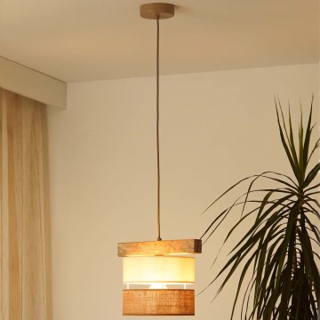 Brilagi - Pakabinamas sietynas FOREST 1xE27/15W/230V pušis/smėlio spalva/kreminė