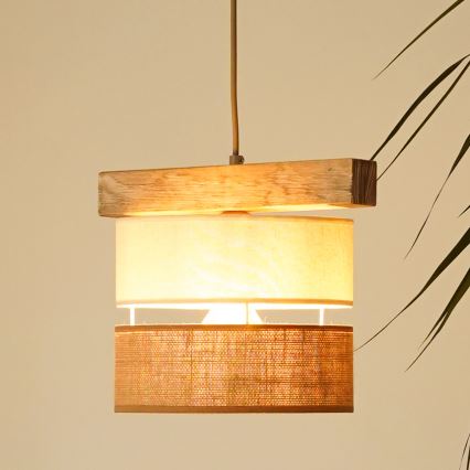 Brilagi - Pakabinamas sietynas FOREST 1xE27/15W/230V pušis/smėlio spalva/kreminė