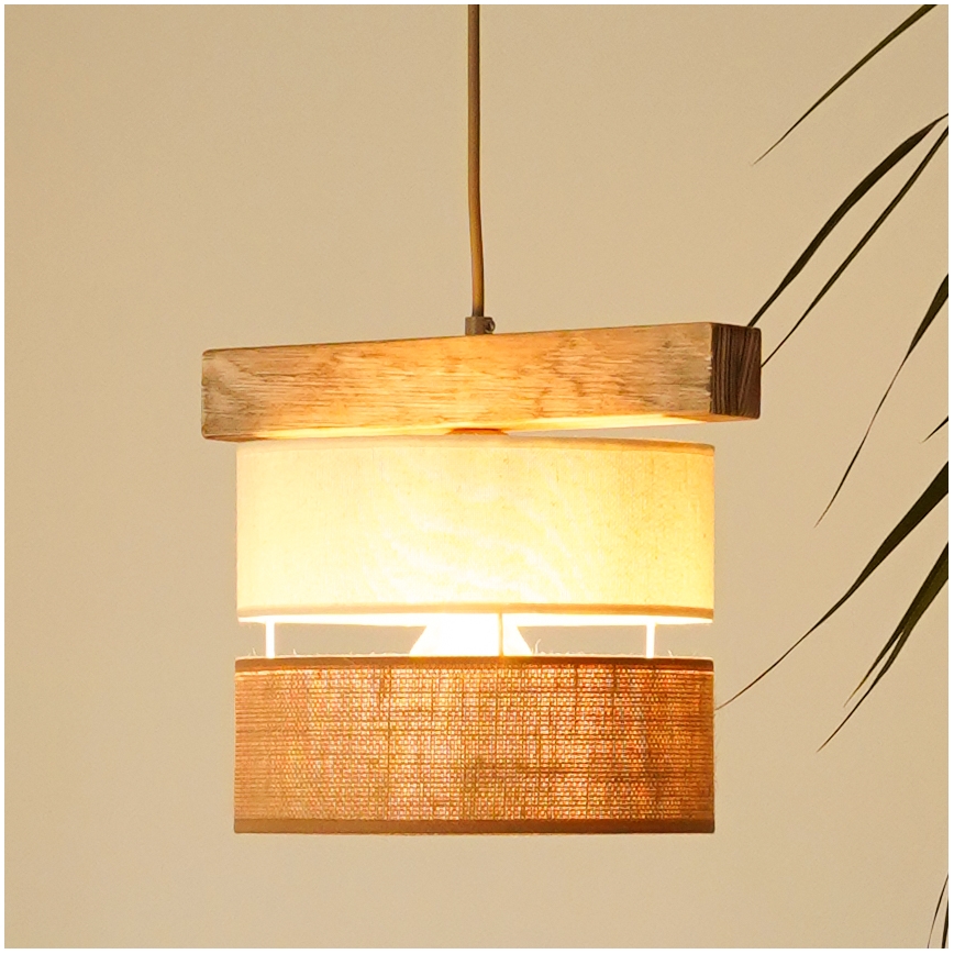 Brilagi - Pakabinamas sietynas FOREST 1xE27/15W/230V pušis/smėlio spalva/kreminė