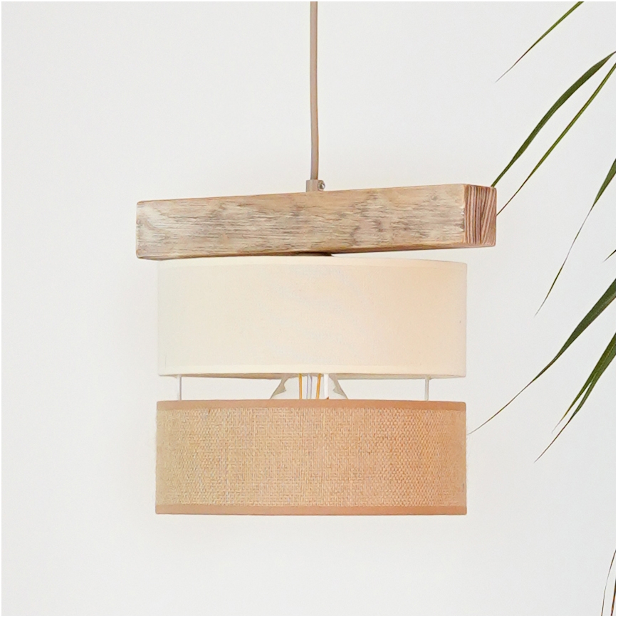 Brilagi - Pakabinamas sietynas FOREST 1xE27/15W/230V pušis/smėlio spalva/kreminė