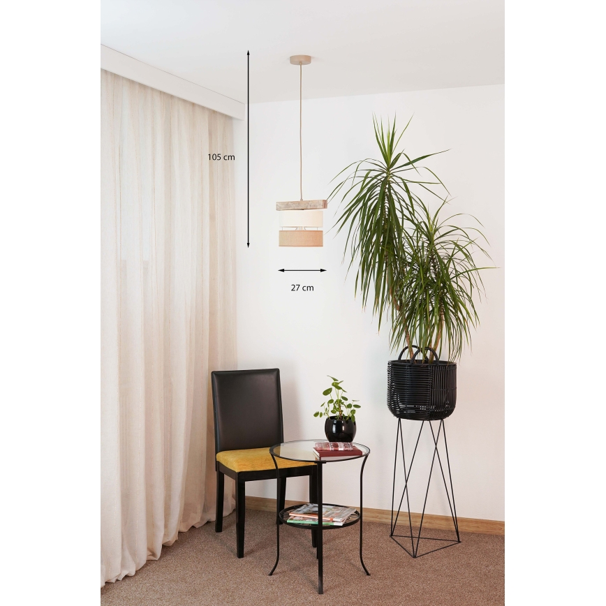 Brilagi - Pakabinamas sietynas FOREST 1xE27/15W/230V pušis/smėlio spalva/kreminė