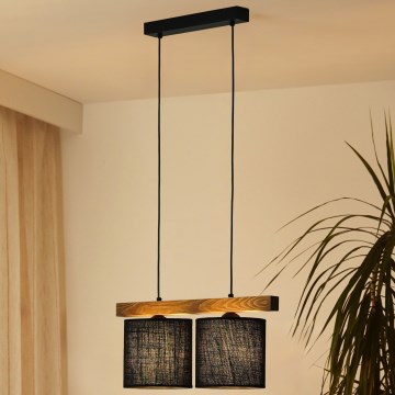 Brilagi - Pakabinamas sietynas FOREST 2xE27/15W/230V pušis/juoda