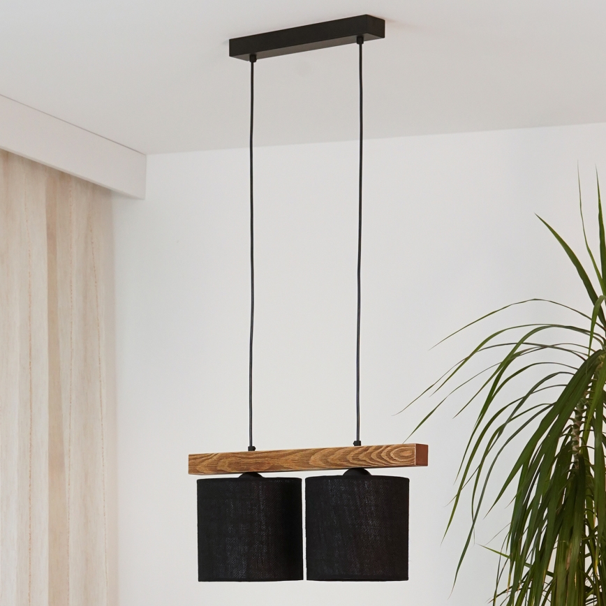 Brilagi - Pakabinamas sietynas FOREST 2xE27/15W/230V pušis/juoda