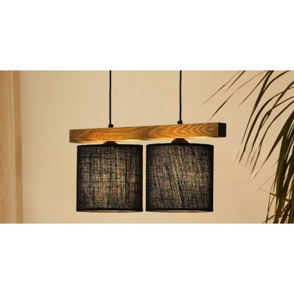 Brilagi - Pakabinamas sietynas FOREST 2xE27/15W/230V pušis/juoda