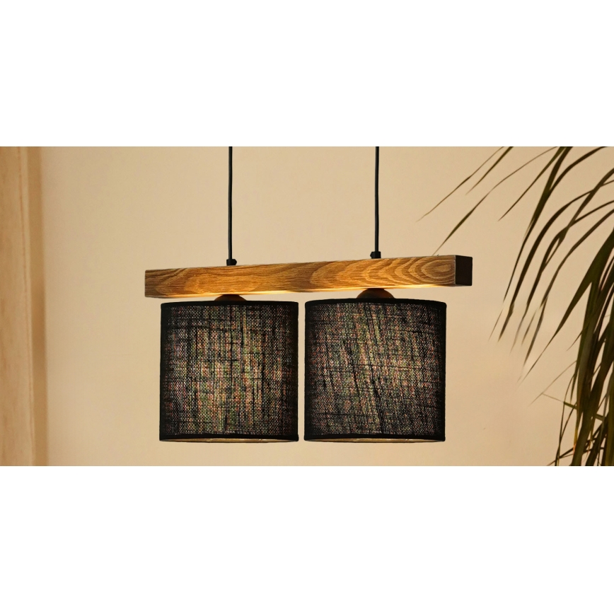 Brilagi - Pakabinamas sietynas FOREST 2xE27/15W/230V pušis/juoda