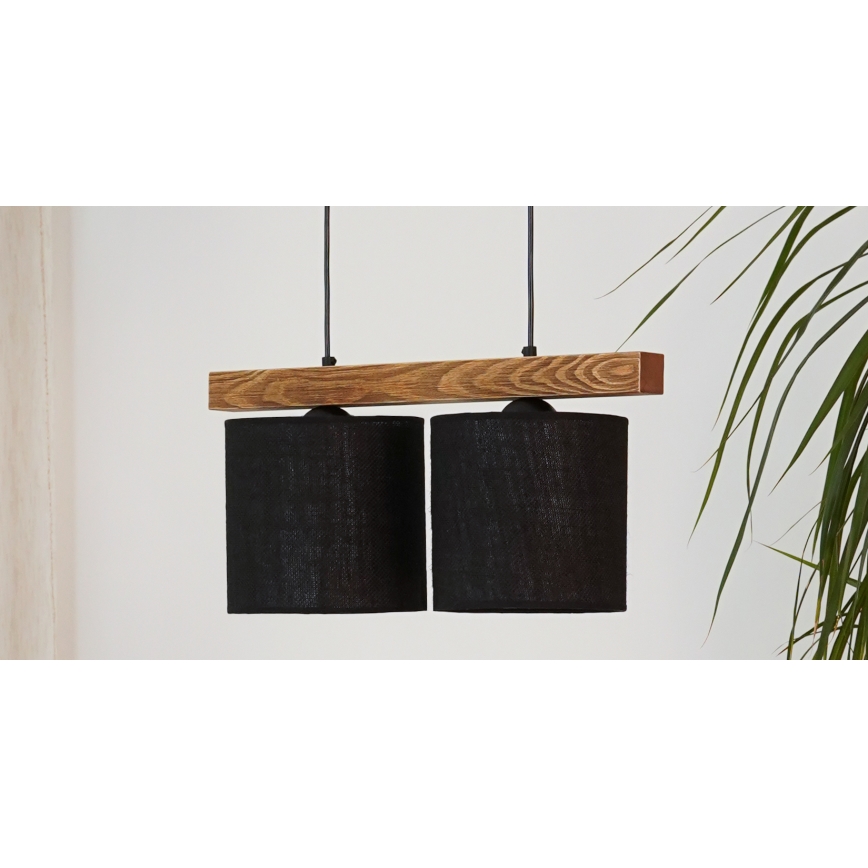 Brilagi - Pakabinamas sietynas FOREST 2xE27/15W/230V pušis/juoda