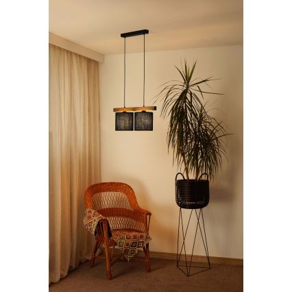 Brilagi - Pakabinamas sietynas FOREST 2xE27/15W/230V pušis/juoda