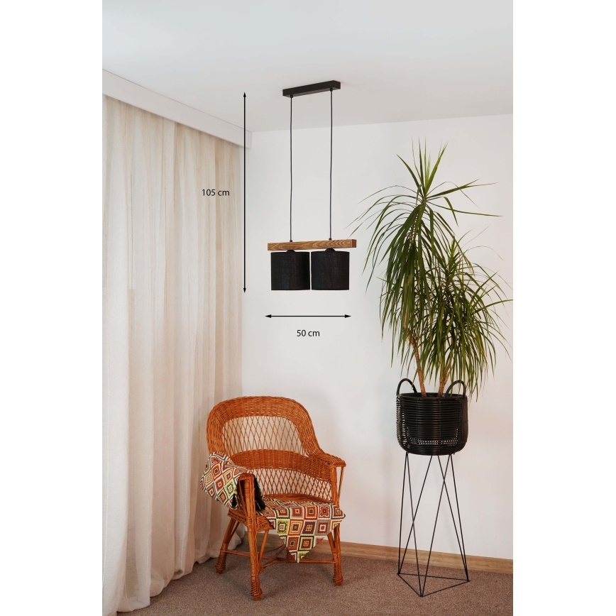 Brilagi - Pakabinamas sietynas FOREST 2xE27/15W/230V pušis/juoda