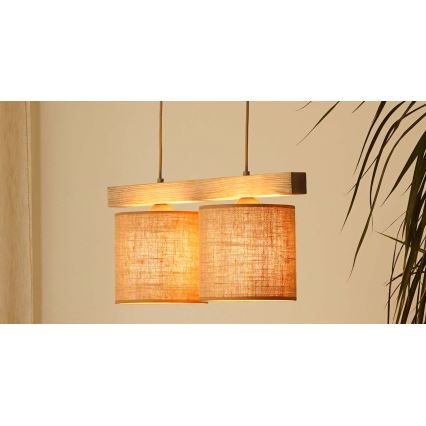 Brilagi - Pakabinamas sietynas FOREST 2xE27/15W/230V pušis/ruda