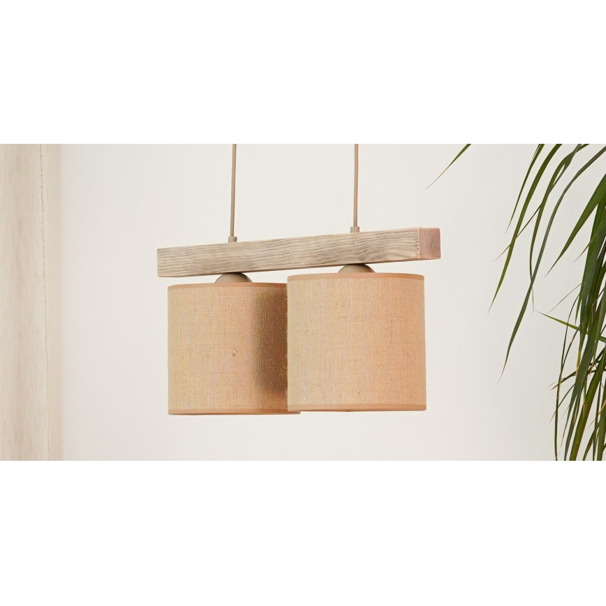 Brilagi - Pakabinamas sietynas FOREST 2xE27/15W/230V pušis/ruda