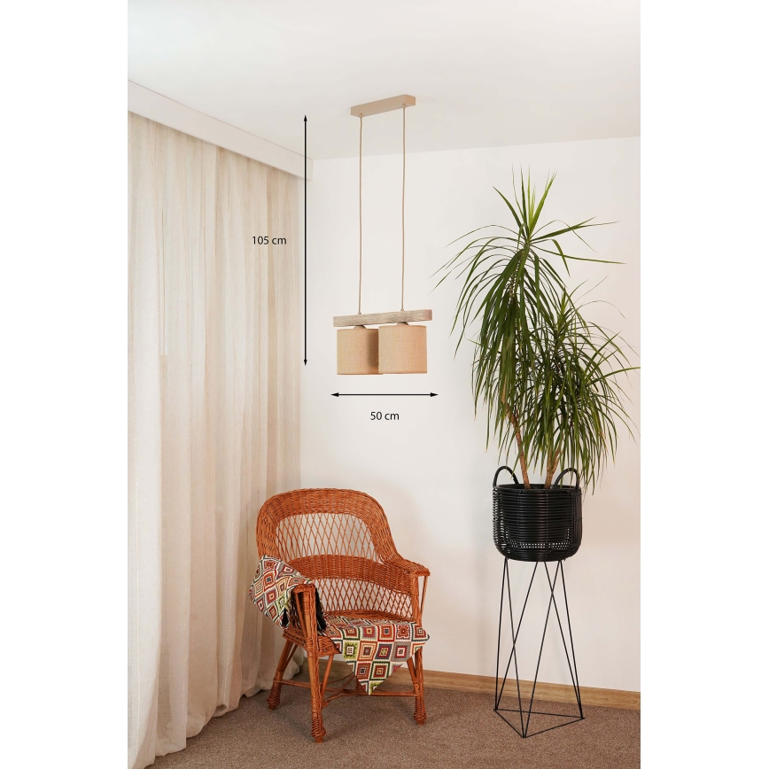 Brilagi - Pakabinamas sietynas FOREST 2xE27/15W/230V pušis/ruda