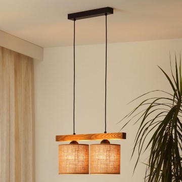Brilagi - Pakabinamas sietynas FOREST 2xE27/15W/230V pušis/ruda/juoda