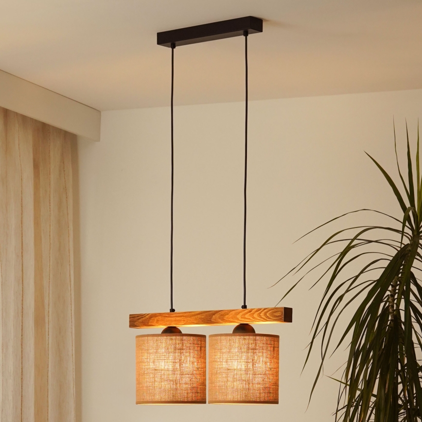 Brilagi - Pakabinamas sietynas FOREST 2xE27/15W/230V pušis/ruda/juoda