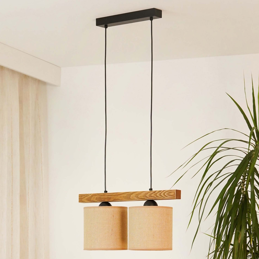 Brilagi - Pakabinamas sietynas FOREST 2xE27/15W/230V pušis/ruda/juoda
