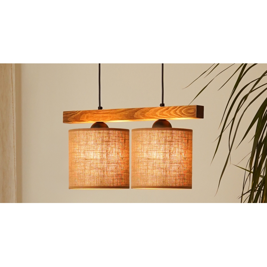 Brilagi - Pakabinamas sietynas FOREST 2xE27/15W/230V pušis/ruda/juoda