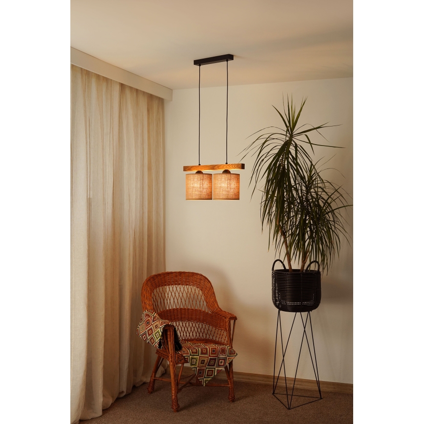 Brilagi - Pakabinamas sietynas FOREST 2xE27/15W/230V pušis/ruda/juoda