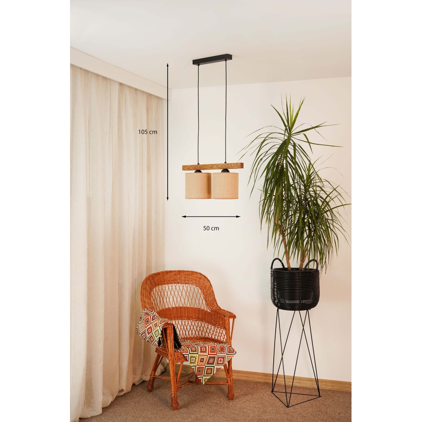 Brilagi - Pakabinamas sietynas FOREST 2xE27/15W/230V pušis/ruda/juoda