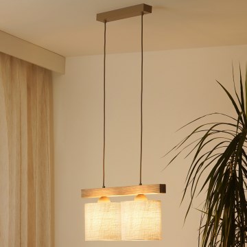 Brilagi - Pakabinamas sietynas FOREST 2xE27/15W/230V pušis/ruda/kreminė