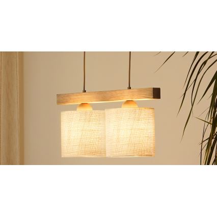 Brilagi - Pakabinamas sietynas FOREST 2xE27/15W/230V pušis/ruda/kreminė