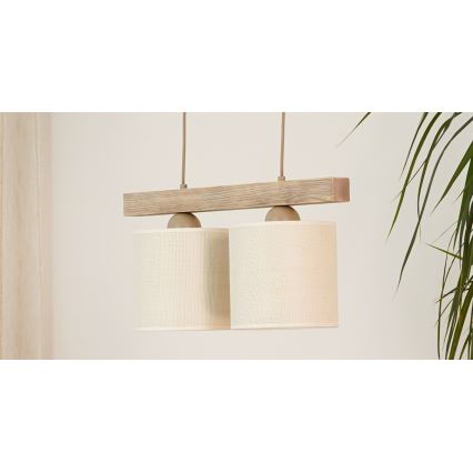 Brilagi - Pakabinamas sietynas FOREST 2xE27/15W/230V pušis/ruda/kreminė
