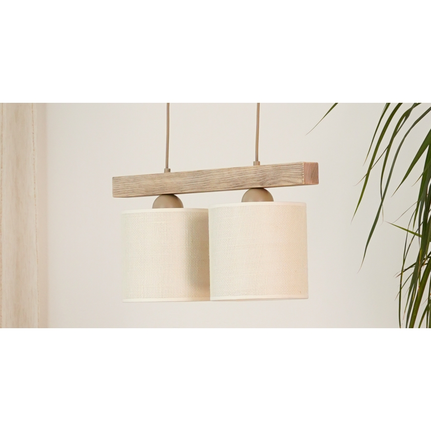 Brilagi - Pakabinamas sietynas FOREST 2xE27/15W/230V pušis/ruda/kreminė