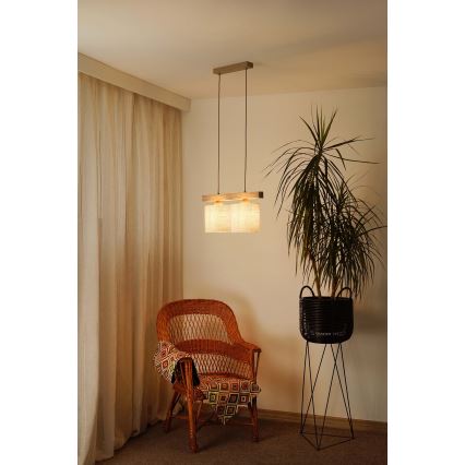 Brilagi - Pakabinamas sietynas FOREST 2xE27/15W/230V pušis/ruda/kreminė