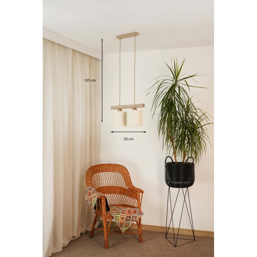Brilagi - Pakabinamas sietynas FOREST 2xE27/15W/230V pušis/ruda/kreminė
